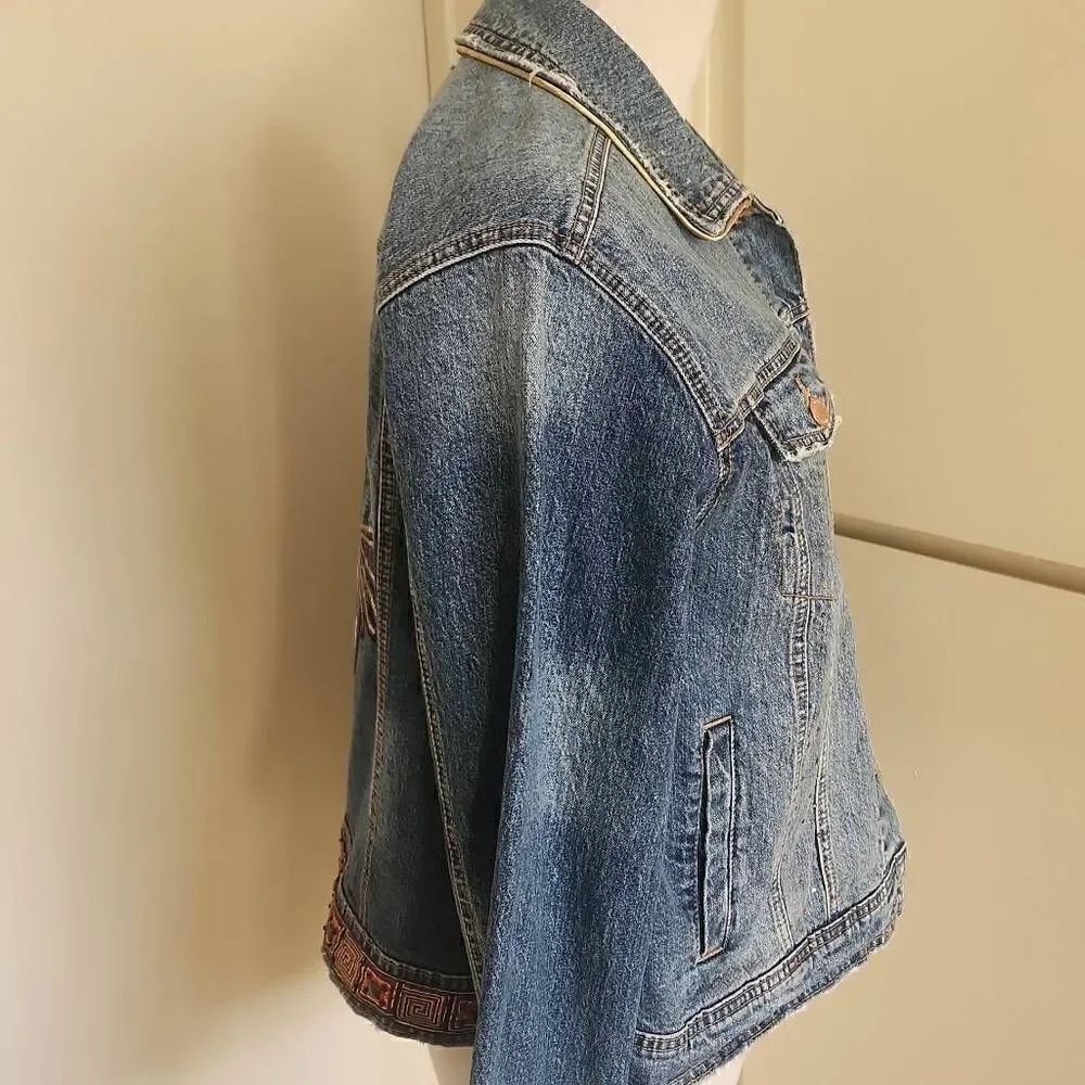 Universal Thread Upcycled Denim "Growling Tiger" Trucker Jacket, XL - Picture 6 of 12